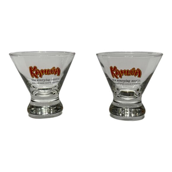 Set of 2 Kahlua Liqueur 6 oz Cocktail Glasses "The Everyday Exotic" 3-3/4" Tall - Picture 1 of 12